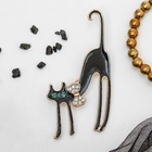 Брошь «Кошка грациозная с бантиком», цвет чёрный в золоте - Фото 6