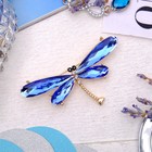 Брошь «Стрекоза», граненые крылья, цвет синий в золоте - фото 8647376