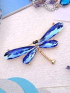 Брошь «Стрекоза», граненые крылья, синяя в золоте - Фото 6