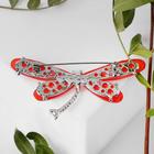 Брошь «Стрекоза», граненые крылья, цвет красный серебре - Фото 3