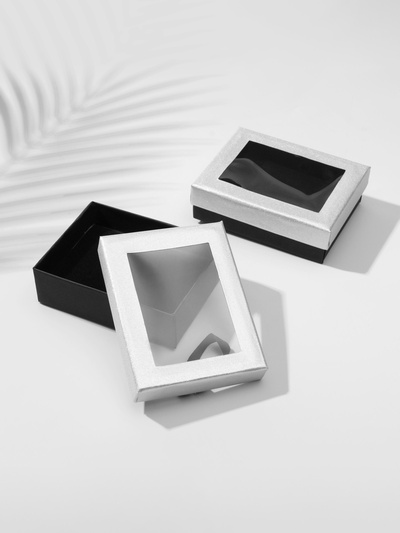 Коробочка подарочная под набор «Селебрити», 7×9 см, (полезная часть 6.5×8.5 см,), серебристо-чёрная