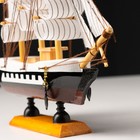 Корабль сувенирный малый «Трёхмачтовый», борта чёрные с белой полосой, паруса белые, 20 × 5 × 19 см - фото 8212680