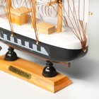 Корабль сувенирный малый «Трёхмачтовый», борта чёрные с белой полосой, паруса белые, 20 × 5 × 19 см - фото 8212687