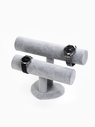 Подставка для часов, браслетов «QF. Флок», двухуровневая, сердце, 26×11×18 см, d=5 см, серая