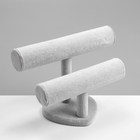 Подставка для часов, браслетов «QF. Флок», двухуровневая, сердце, 26×11×18 см, d=5 см, серая - Фото 2