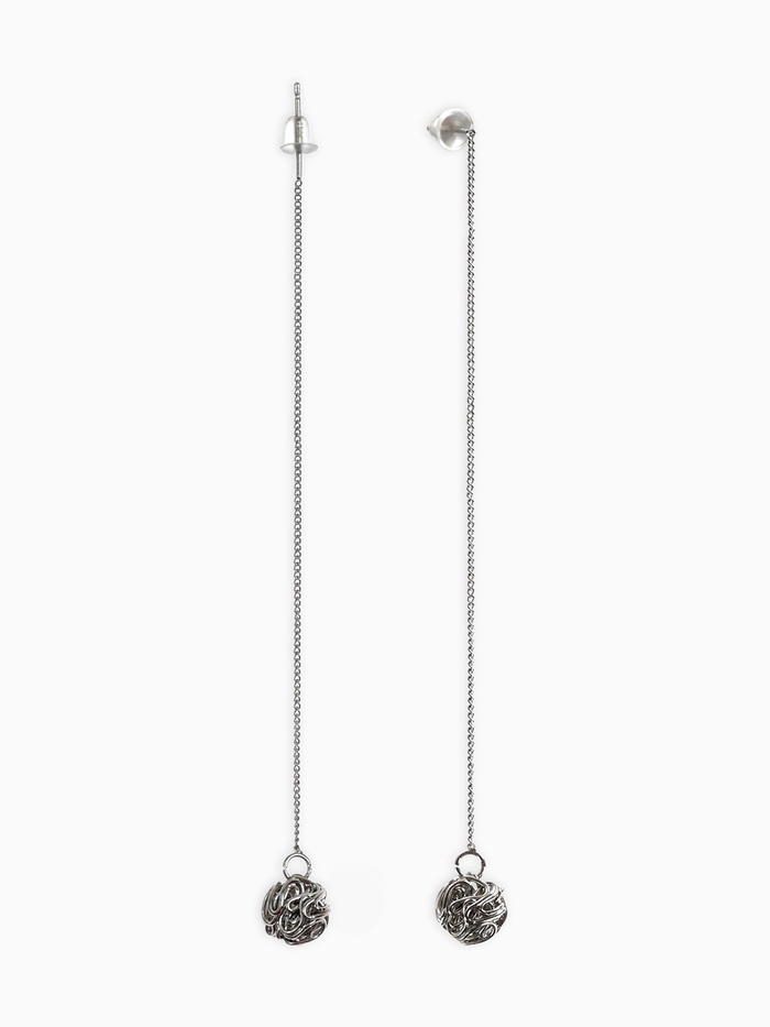 Серьги металл «Цепочки», шарики, цвет серебро