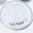 Серьги висячие со стразами «Цепочки» крестик, миксы - Фото 2