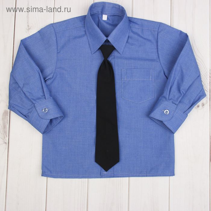 Сорочка для мальчика, нарядная с галстуком, рост 86 см (25), цвет океан  1181_М - Фото 1