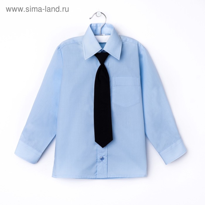 Сорочка для мальчика, нарядная с галстуком, рост 110-116 см (28), цвет светло-голубой   1181   19329 - Фото 1