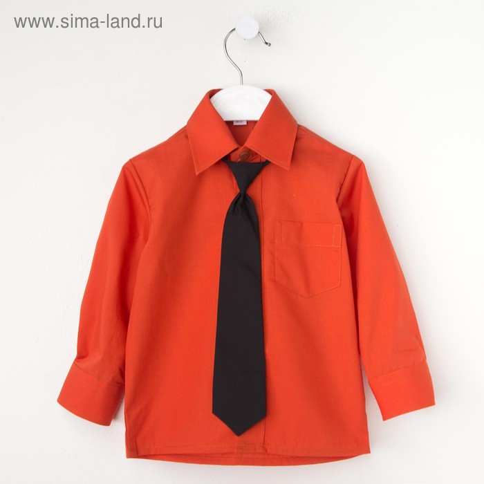 Сорочка для мальчика, нарядная с галстуком, рост 86 см (25), цвет кирпич 1181_М - Фото 1
