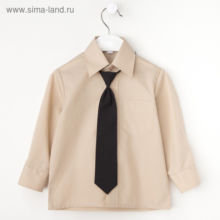 Сорочка для мальчика, нарядная с галстуком, рост 86 см (25), цвет бежевый 1181_М - Фото 1