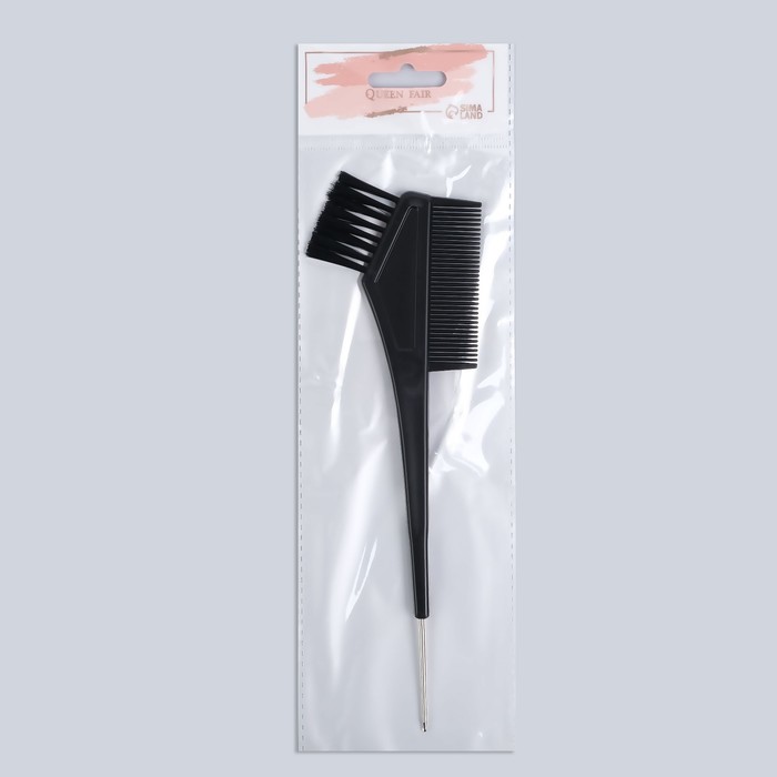 Расчёска для окрашивания, с крючком, 21,5 × 6,2 см, цвет чёрный - фото 1892145168