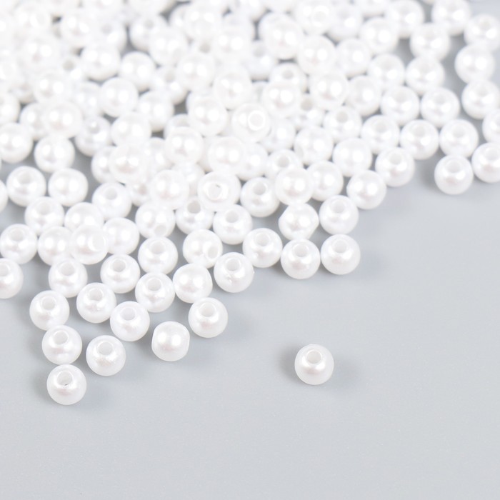 Бусины для творчества «Жемчуг», белый d=0.4 см, 20 г - Фото 1