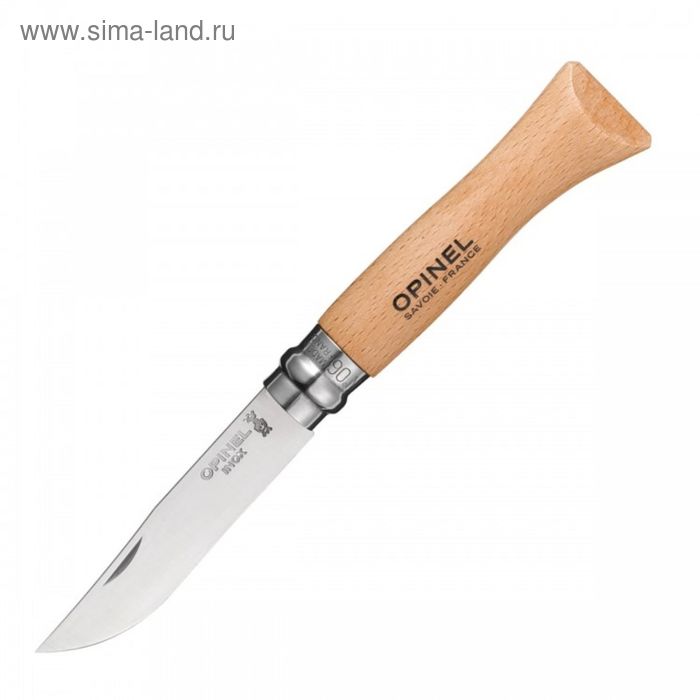 Нож Opinel №6, нержавеющая сталь, рукоять из бука, блистер - Фото 1