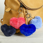 Пушистый брелок для ключей на кольце «Сердечко», на рюкзак, сумку, 11×10×4 см, МИКС - Фото 3