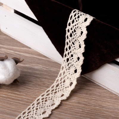 Кружево вязаное, 25 мм × 15 ± 1 м, цвет бежевый