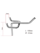 Крючок одинарный для металлической перфорированной панели, d=3.5 мм, L=10 см, цвет хром - Фото 4