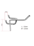 Крючок одинарный для металлической перфорированной панели, d=3.5 мм, L=5.5 см, цвет хром - Фото 4