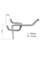 Крючок одинарный для металлической перфорированной панели, d=3.5 мм, L=20 см, цвет хром - Фото 2