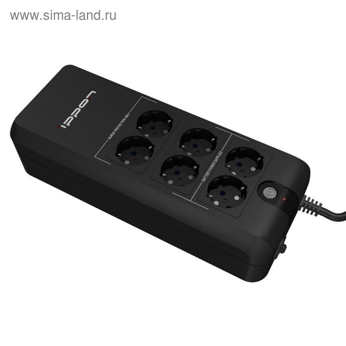 Источник бесперебойного питания Ippon Back Verso 600, 300 Вт, 600 ВА, чёрный