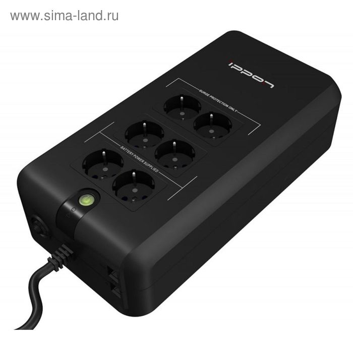 Источник бесперебойного питания Ippon Back Verso 800, 420 Вт, 800 ВА, чёрный - Фото 1
