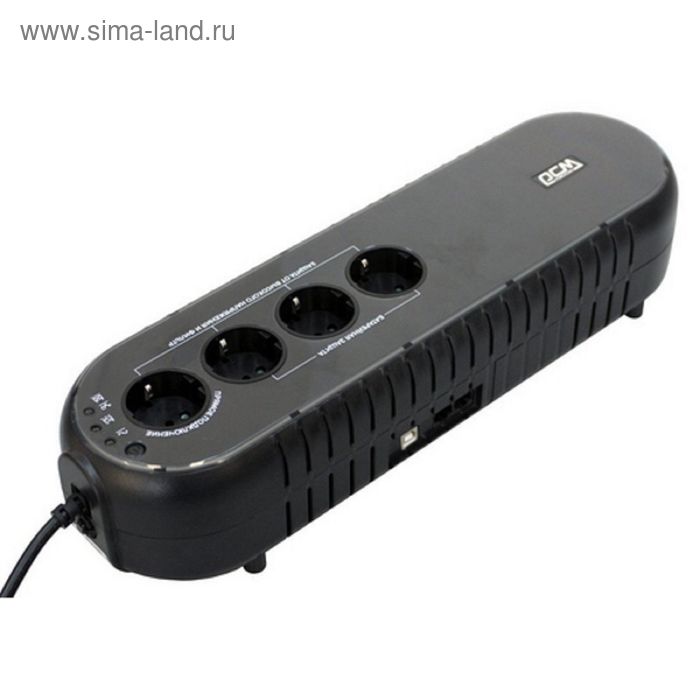 Источник бесперебойного питания Powercom WOW 1000U, 500 Вт, 1000 ВА, чёрный - Фото 1