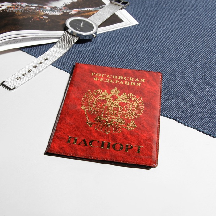 Обложка для паспорта, глянцевая, цвет красный - Фото 1