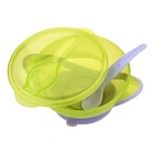 Набор для кормления, 3 предмета: тарелка на присоске, крышка, ложка, от 4 мес., цвет зеленый - Фото 3