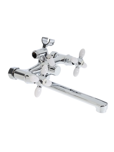 Смеситель для ванны Accoona A6482G, двухвентильный, белый/хром