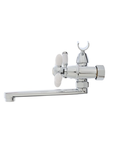 Смеситель для ванны Accoona A6482G, двухвентильный, белый/хром