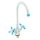 Смеситель для кухни Accoona A4582M, двухвентильный, высокий излив, голубой/хром - Фото 1