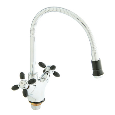 Смеситель для кухни Accoona A4882F, двухвентильный, с гибким изливом, черный/хром