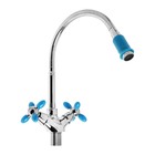 Смеситель для кухни Accoona A4882M, двухвентильный, с гибким изливом, бирюза/хром - Фото 2