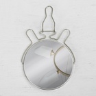 Зеркало настольное, с увеличением х2, настенное, двустороннее, 13.5×15 см, (d=11.5 см), металлическое - Фото 5