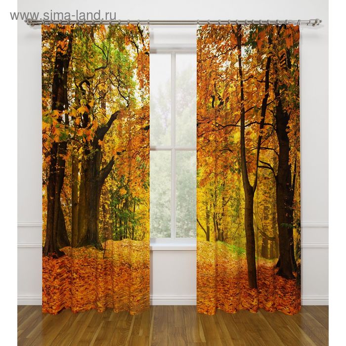 Фотошторы «Осенний листопад», размер 145х260 см - 2 шт, габардин - Фото 1