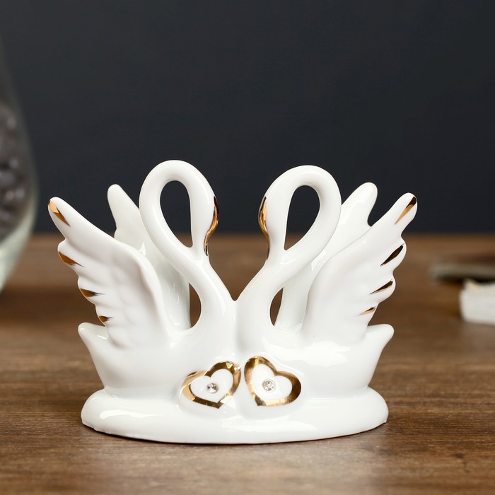 Фигурка под фарфор «2 лебедя изящество», стразы, 10×5×9 см - Фото 1