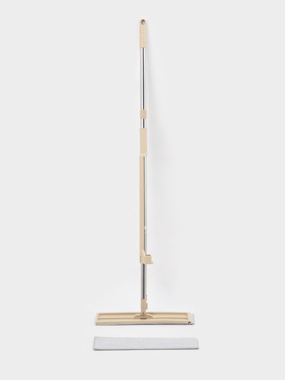 Швабра для мытья пола с вертикальным отжимом Доляна, 35×14×125 см, стальная ручка, микрофибра, дополнительная насадка