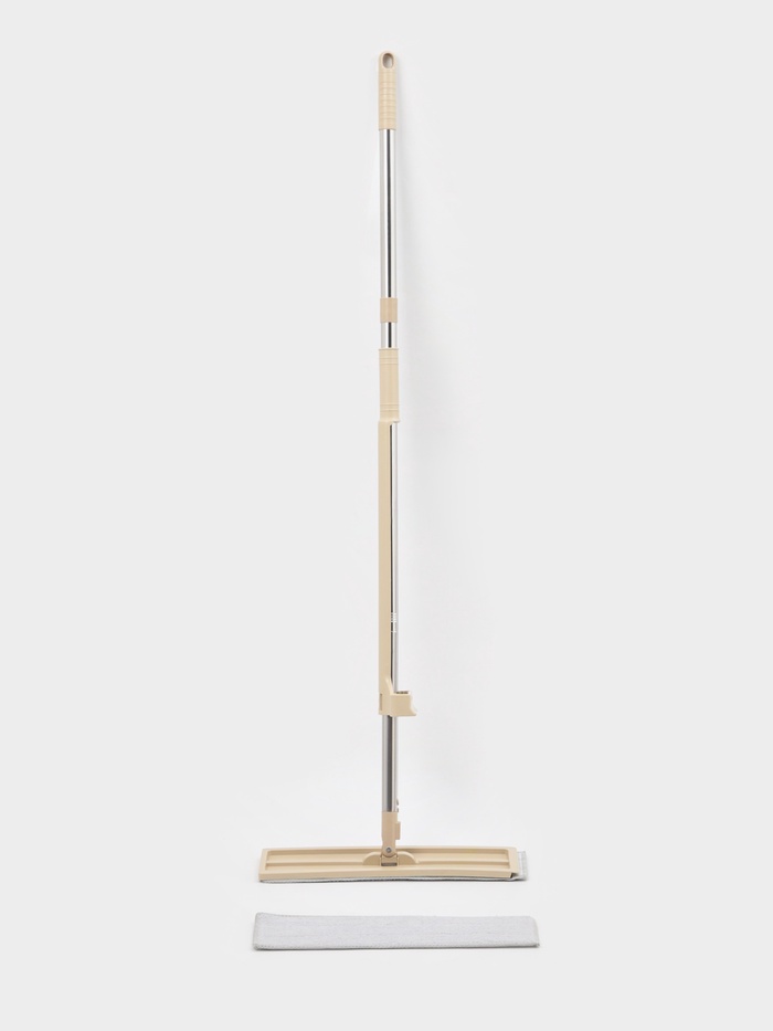 Швабра для мытья пола с вертикальным отжимом Доляна, 35×14×125 см, стальная ручка, микрофибра, дополнительная насадка