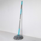 Швабра с отжимом Доляна, насадка из микрофибры 180 гр, стальная ручка 135 см, цвет МИКС - Фото 1