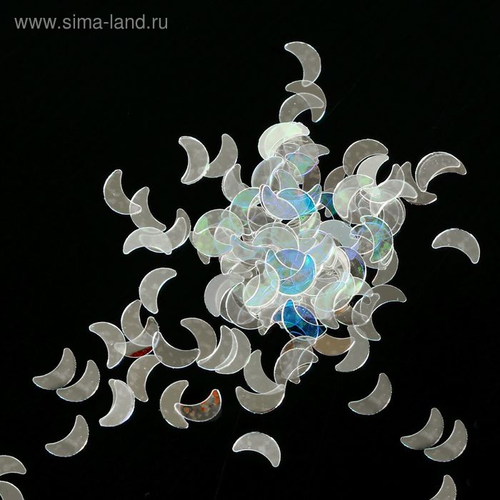 Пайетки "Месяц" для декора ногтей, 3гр, цвет прозрачный - Фото 1