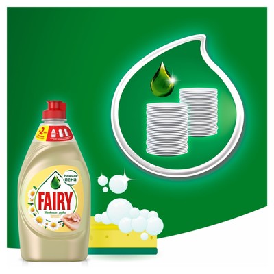 Средство для мытья посуды Fairy, гель, ромашка и витамин Е, 450 мл