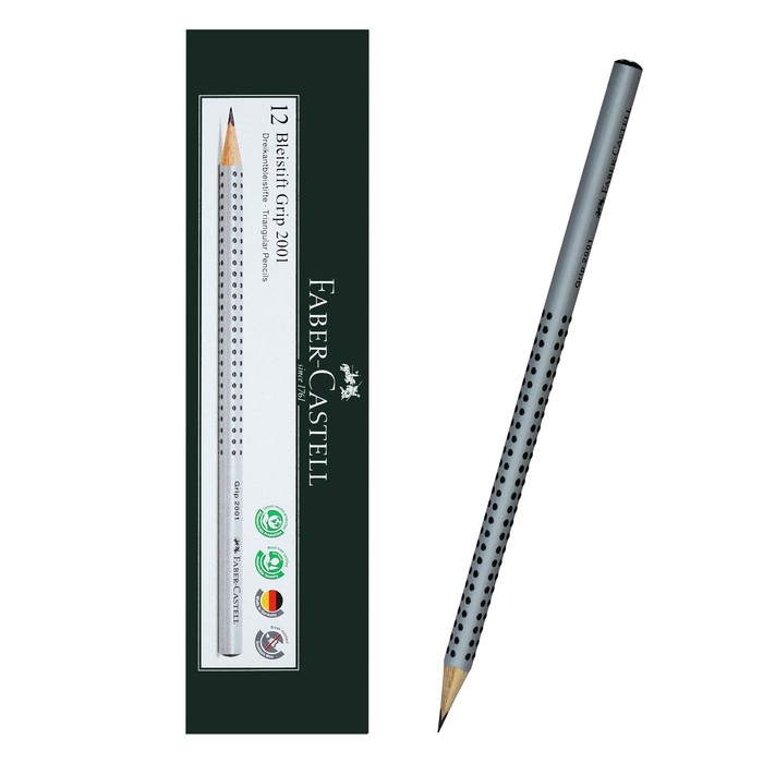 Карандаш чернографитный Faber-Castell профессиональные Grip 2001 2B трёхгранный корпус, массажные шашечки