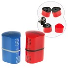Точилка 3 отверстия с контейнером Faber-Castell TRIO Grip 2001 для стандартных и трёхгранных карандашей, цвет красный/синий - фото 5994794