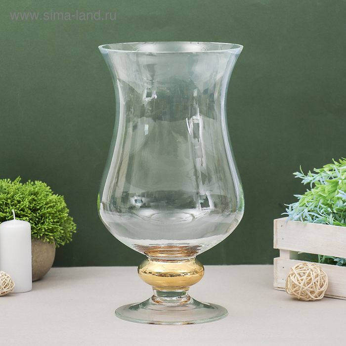 Ваза "Кантри голд" Амфора ваза средняя 31х17 см 3,8 л прозрачная - Фото 1