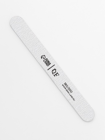 Пилка для ногтей, прямая, 180/200 грит, 18 см, серая