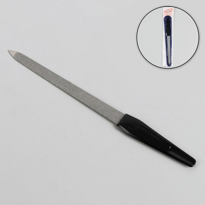 Пилка металлическая для ногтей, 17 см, в чехле, цвет серебристый/чёрный - Фото 1
