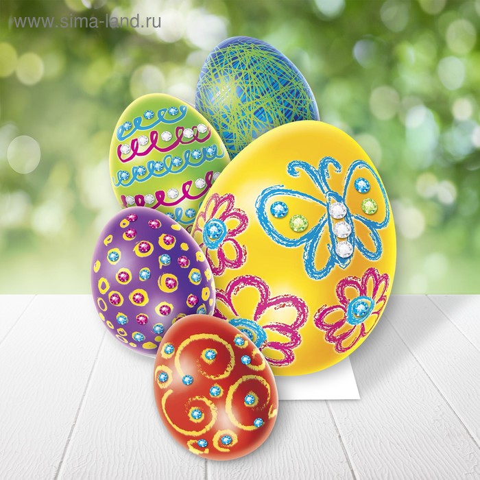 Набор для росписи пасхальных яиц восковыми мелками "Узоры" + стразы - Фото 1