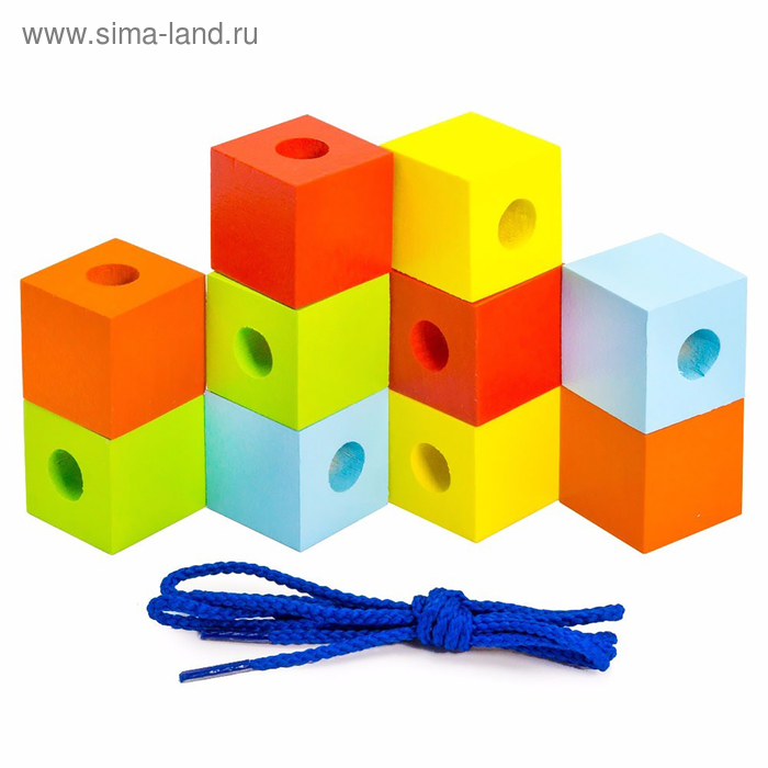 Шнуровка "Кубики цветные", 10 деталей - Фото 1