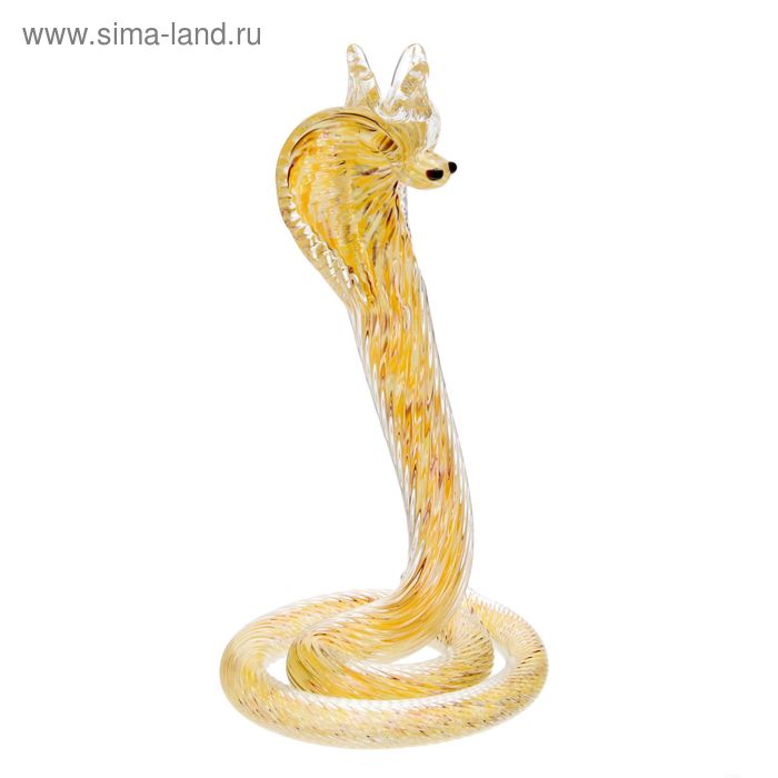 Сувенир стекло в стеклокрошку "Змея желтый-оранжевый-красный" 18 см - Фото 1