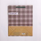 Пакет подарочный крафтовый вертикальный, упаковка, «Зелёная клетка», MS 18 х 23 х 8 см - Фото 4